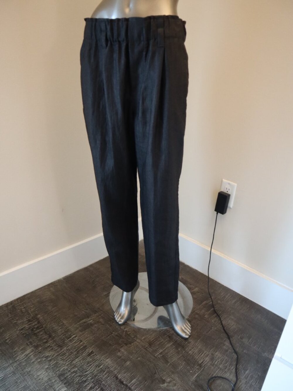 Brunello Cucinelli Linen Pants Black Elastic Waist Pull On Relaxed Luxury Size 2 - Picture 9 of 11